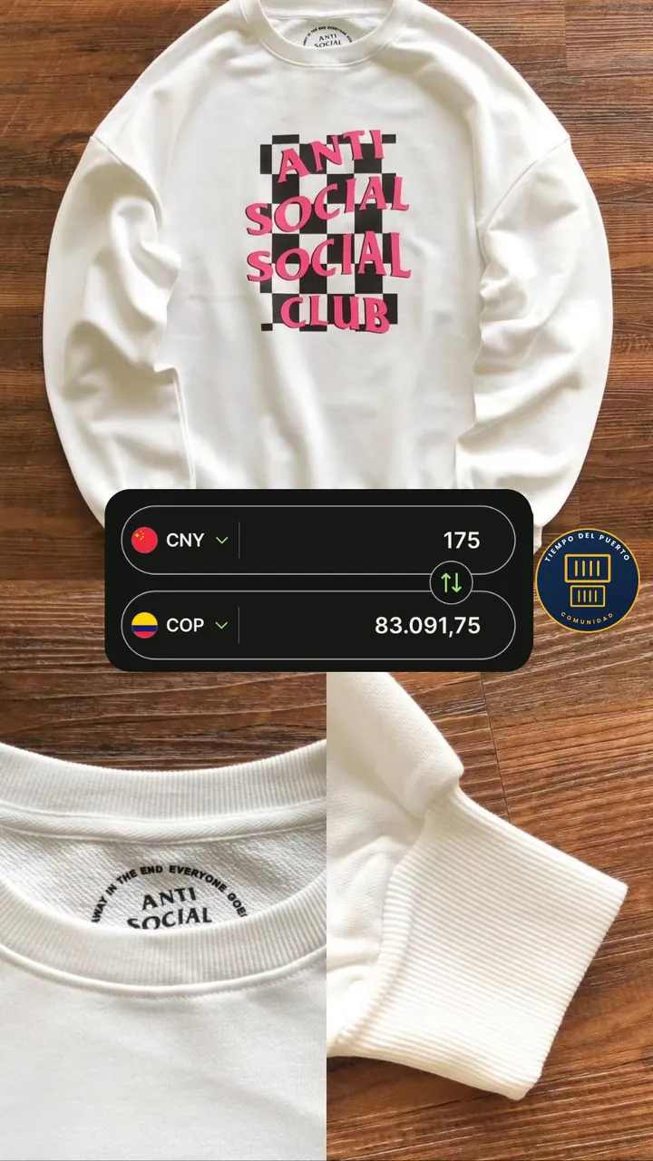 Sudadera de un proveedor de la lista, con su precio de fábrica