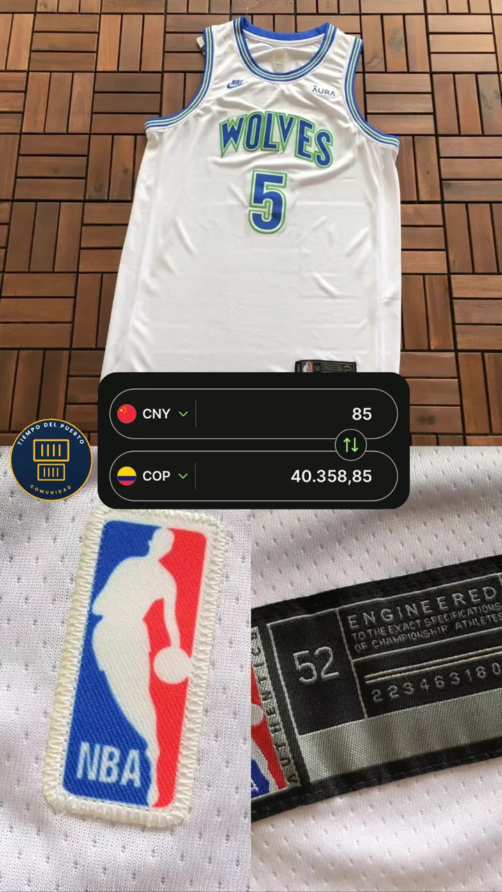 Jersey de un proveedor de la lista, con su precio de fábrica