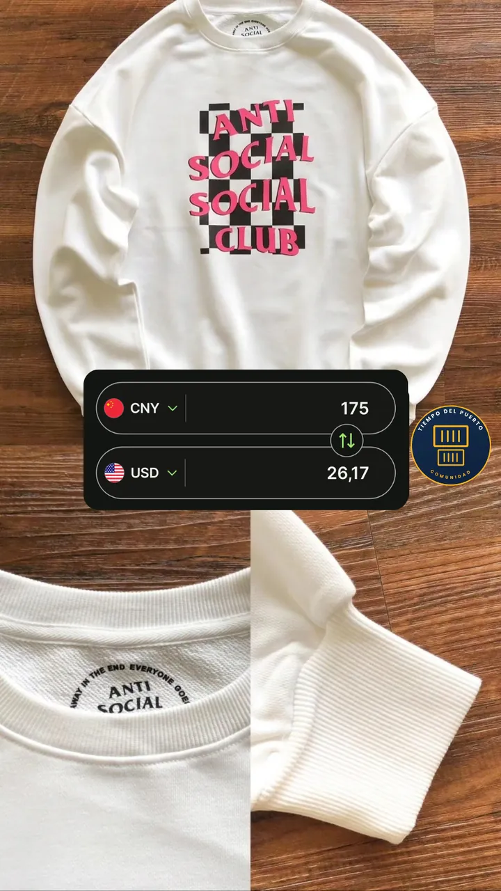 Sudadera de un proveedor de la lista, con su precio de fábrica
